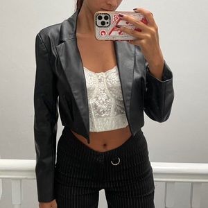 Glassons cropped faux leather blazer